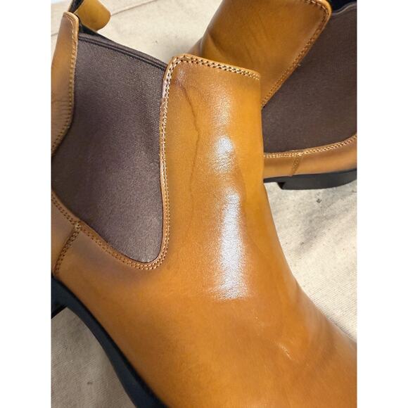 GIFENNSE Chelsea Boots Mens Size 9 EU 42 Brown Tan Leather Ankle Dress HA01-703A main image 11